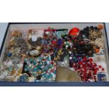 Assorted costume jewellery, silver Albert chain, bracelet, brooches, watches, plated hinged purse