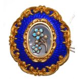 A Victorian blue enamelled brooch