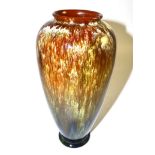 A Linthorpe pottery vase, shape number 69, decorated in white, green and red runny glaze Several