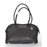 Mulberry Tetbury bag in black scotch grain with black leather mounts and two shoulder straps,