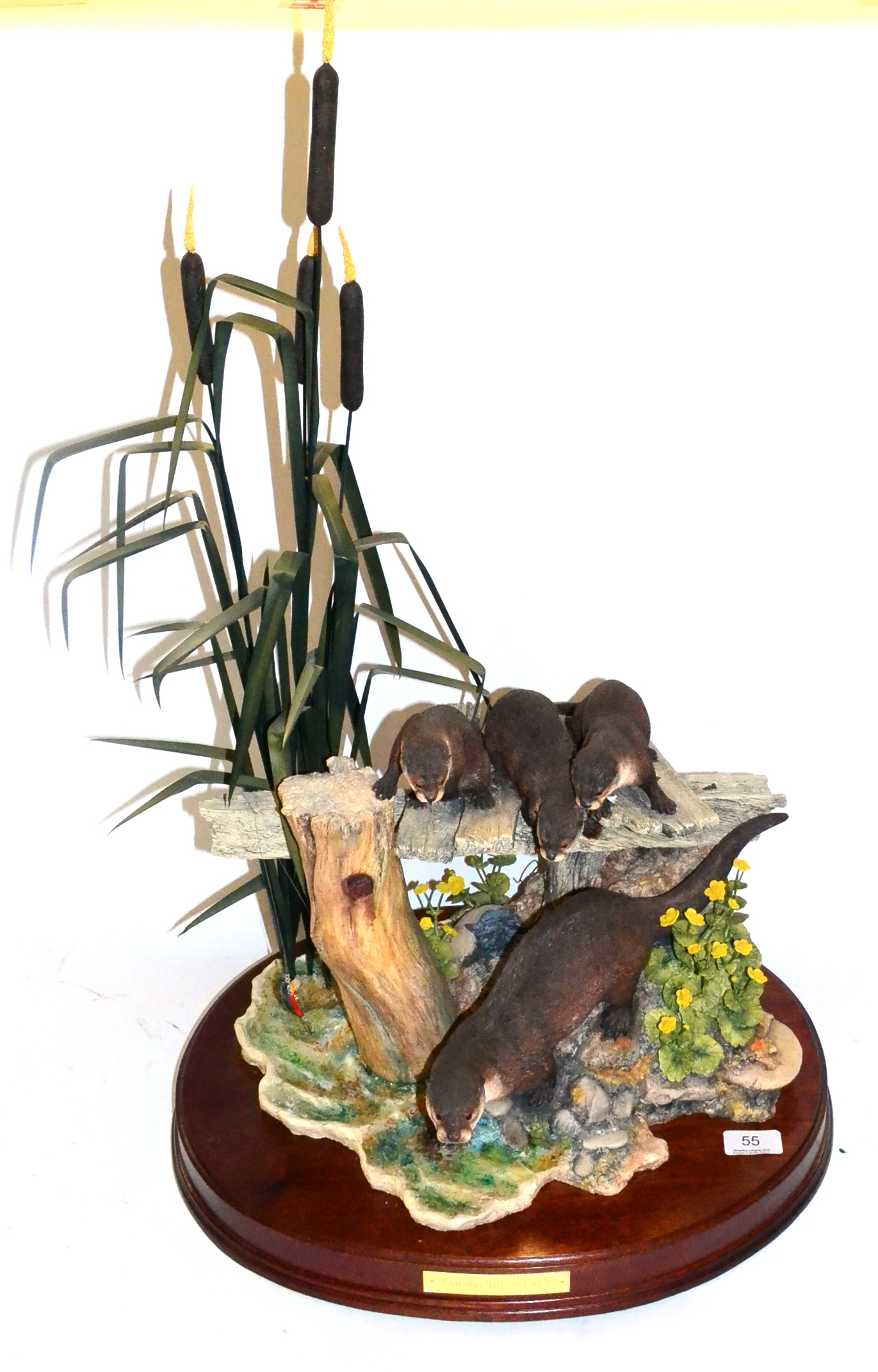 Border Fine Arts 'Taking The Plunge' (Otters), model No. L143 by Ray Ayres, 76.8cm high, limited