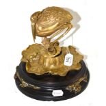 A Japanese gilt bronzed inkwell desk compendium