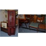 Assorted reproduction and occasional furniture including standing corner cabinet, blanket chest, two