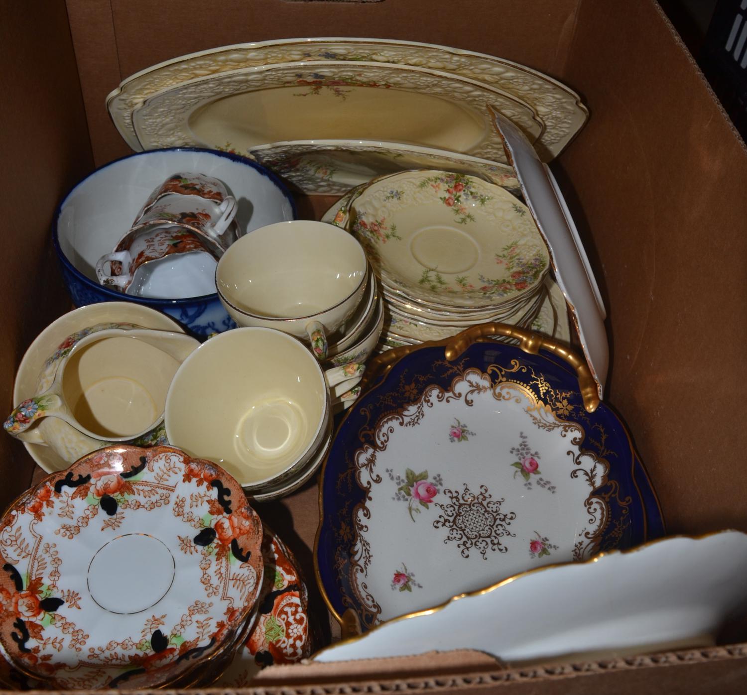 Quantity of assorted teawares and a blue and white bowl