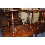 Two 19th century tripod occasional tables and a mahogany occasional table