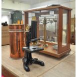 Precision balance Beck microscope, a copper flask and a petri dish washer