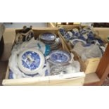 Quantity of Willow pattern tableware (two boxes)