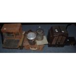 Two radios, car hamper, lamp, moulds, etc