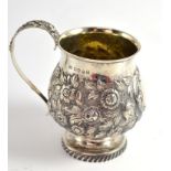 A George IV Silver Mug, probably Thomas Wilkes Barker, London 1823, the bulbous body chased with