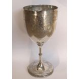 A Victorian Provincial Silver Goblet, Josiah Williams & Co, Exeter 1877, the body engraved with
