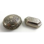 A George III Silver Patch Box, Samuel Pemberton, Birmingham 1802, hexagonal, the hinged domed