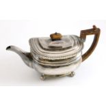 A George III Silver Teapot, Alice & George Burrows II, London 1814, of compressed rounded