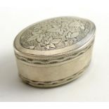 A George III Silver Nutmeg Grater, Samuel Pemberton, Birmingham 1802, the bright cut engraved oval