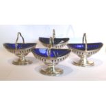 A Set of Four George III Silver Salts, Peter & Ann Bateman, London 1791, each of navette form in the