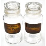 Thomas Kerfoot Two Glass Storage Jars Sulphur and Lime Fruit Lozenges and Bronchial Lozenges, both