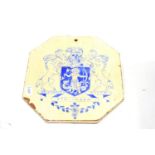 Ceramic Plaque From The Worshipful Society Of Apothecaries Of London with coat of arms in blue and