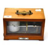 J H Steward Small Barograph with six vacuum sections, brass frame and drum, lever to lift pointer