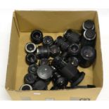 Various Lenses including Minolta Rokkor f4.5, 200mm, Zeiss Planar f1.7, 50mm, Minolta f4-5.6, 28-