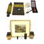 Pill Tray And Other Medical Instruments including a circulation stimulator (cased), a pewter