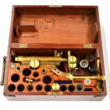 Smith Beck & Beck 19th Century Brass Microscope with tilting stand, rack and pinion focussing and