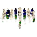 Pharmaceutical Jars a collection of assorted glass jars in cobalt blue, green and clear, most with