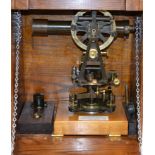 Troughton & Simms Vernier Theodolite And Lamp in non-original case, with tripod