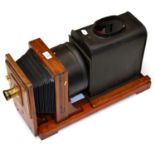 Magic Lantern with mahogany body/frame and Busch's Rapid Aplanat No.2 8'' brass lens fitted with