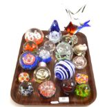 A quantity of glass paperweights (one tray)