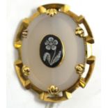 Hardstone cameo and chalcedony brooch