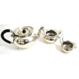 Three piece silver tea set, Birmingham maker TW 33.7ozt gross