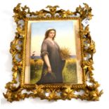 19th century Vienna porcelain plaque painted by R Dittrich after Charles Landelle ''Rath'' in a gilt