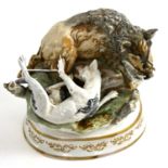 German porcelain figure group depicting a wild boar hunt