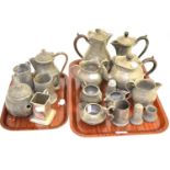 Quantity of pewter including teapots, tankards, jugs, etc
