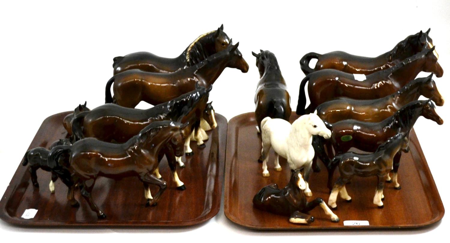 A group of Beswick pottery horse models (on two trays) Due to the nature of this lot a condition
