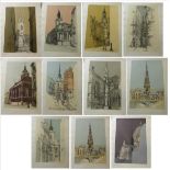 Richard Beer ''Ten Wren Churches'' The set of ten etchings with aquatint printed in colours, 1970,