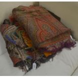 Victorian woven paisley shawl and two smaller printed paisley shawls (3) Woven shawl show numerous