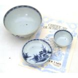 Nanking bowl, tea bowl and saucer  Large bowl - 15cm diameter, good condition. Small bowl - 7.5cm