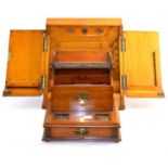 A 19th century desk top correspondence box together with an oak desk stand