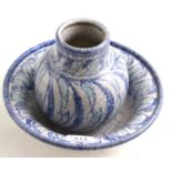 A Royal Lancastrian vase and bowl decorated in a mottled blue and grey glaze