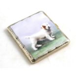 Cigarette case with Scottie dog enamelled lid