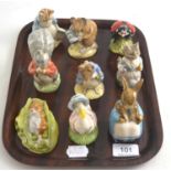 Nine Beatrix Potter figures