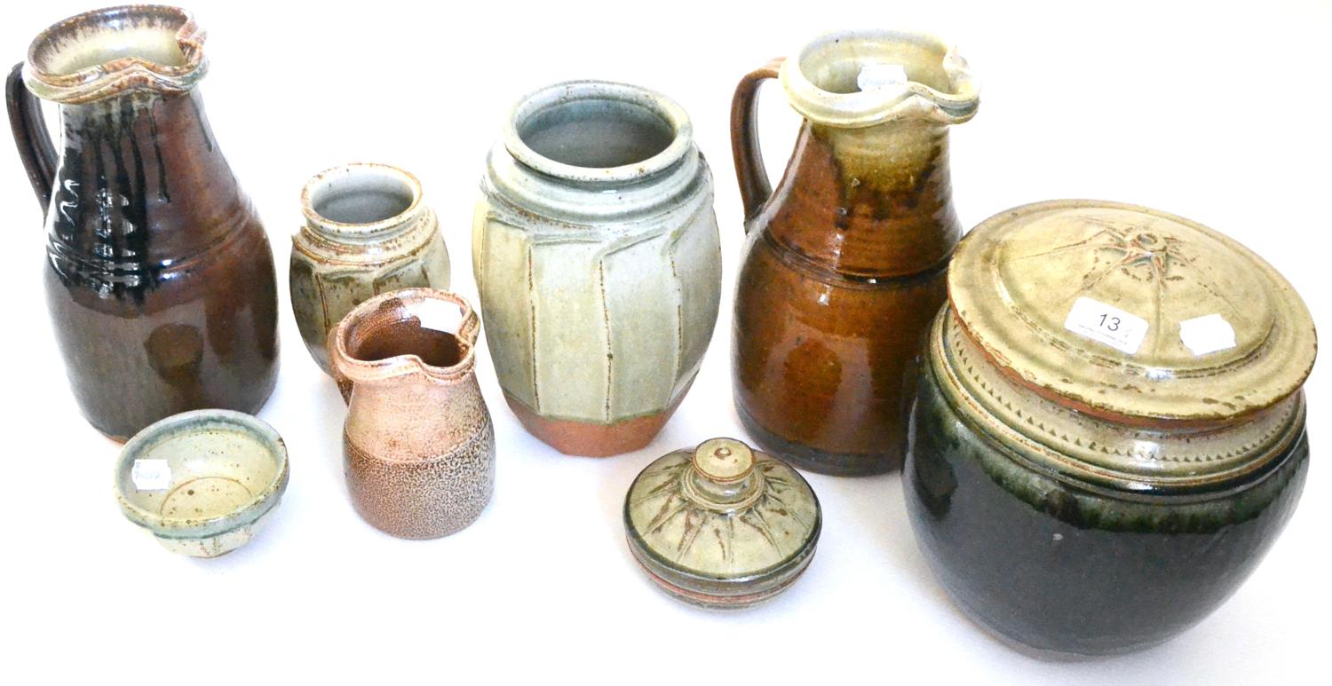 Eight pieces of studio pottery By Richard Batterham (b.1936-)