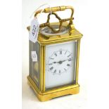 Brass cased carriage clock and key