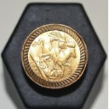 Sovereign, Australian 1923 mounted on a gold ring (marks rubbed)