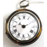 A tortoiseshell pair cased verge pocket watch, movement signed Thos Tippin, Liverpool, square