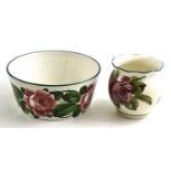 A Wemyss bowl and a Wemyss vase, rose pattern  Vase - no chips or cracks, crazed throughout, 12cm