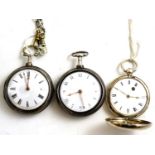 A silver pair cased verge pocket watch signed Wm Sprigg, Liverpool, silver full hunter verge