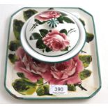 A Weymss soap dish and cover and a Wemyss tray, rose pattern (a.f.) (2) Soap dish - lightly crazed