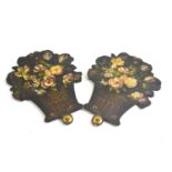 Pair of George III painted wood candle bracket backboards