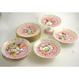 Pink ground porcelain part dessert service